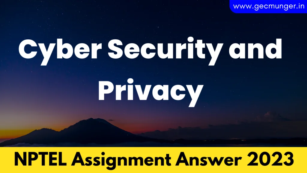 cyber security nptel assignment answers 2023